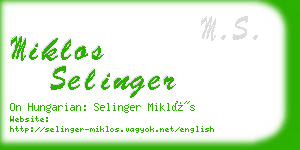 miklos selinger business card